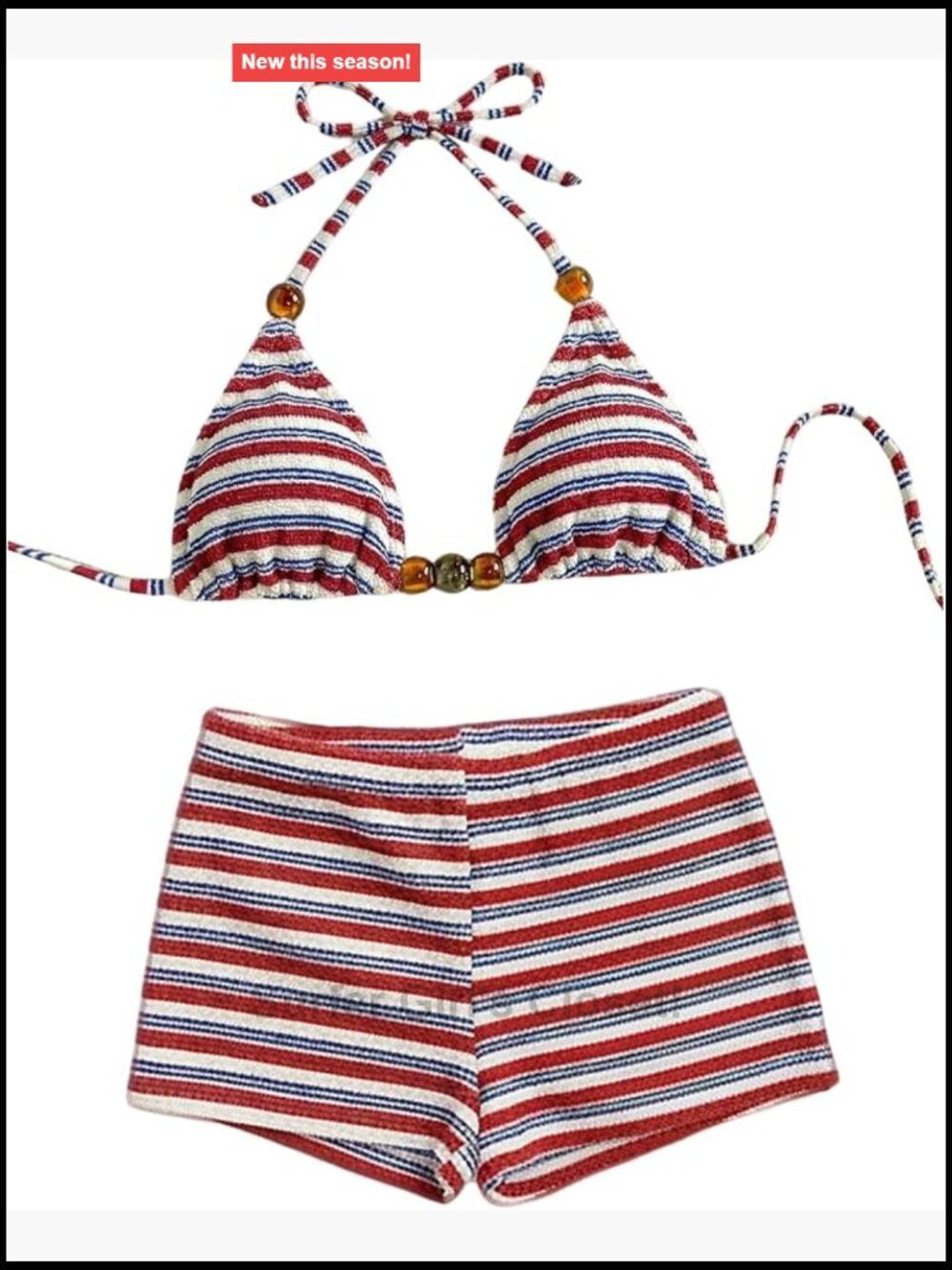 Y2k Striped Boyshort Bikini Set High Waisted Triangle Halter